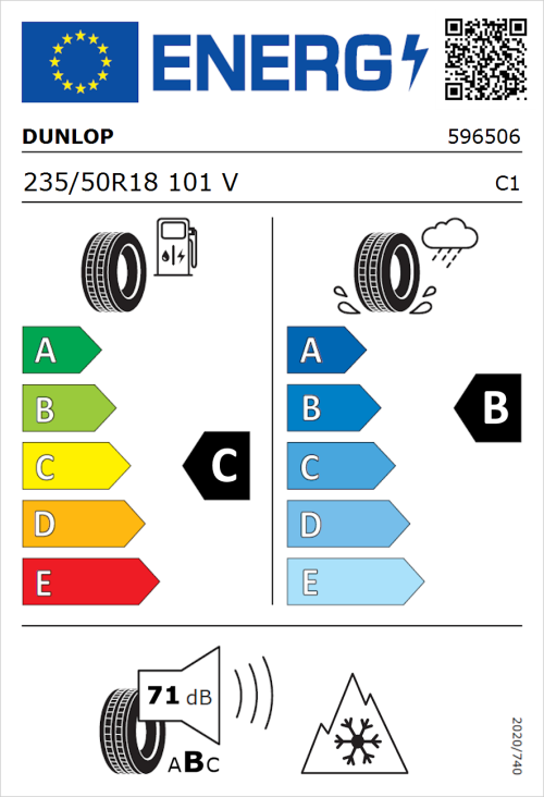 Tyre Label for Dunlop All Season 2 235/50R18 101V